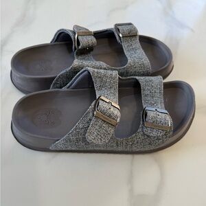 Gray Textured Women's Sandals